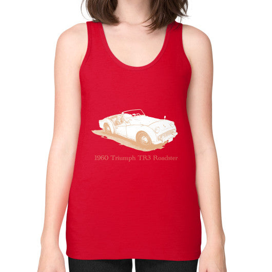 1960 Triumph TR3 Roadster Unisex Fine Jersey Tank Red Rachel Jensen Designs
