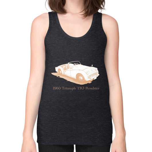 1960 Triumph TR3 Roadster Unisex Fine Jersey Tank Tri-Blend Black Rachel Jensen Designs