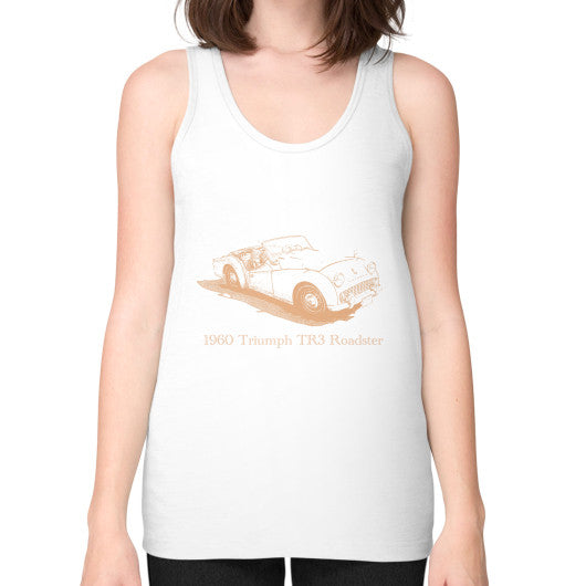 1960 Triumph TR3 Roadster Unisex Fine Jersey Tank White Rachel Jensen Designs