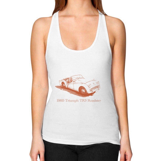 1960 Triumph TR3 Roadster Women's Racerback Tank White Rachel Jensen Designs