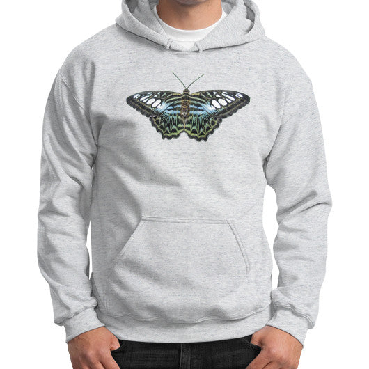 Blue Clipper Butterfly Gildan Hoodie Ash grey Rachel Jensen Designs
