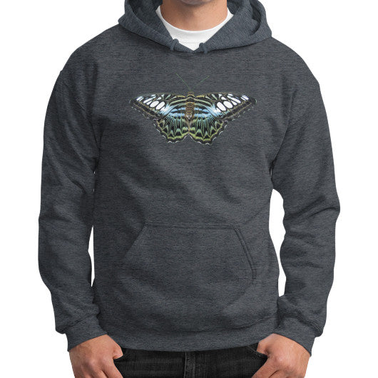 Blue Clipper Butterfly Gildan Hoodie Dark heather Rachel Jensen Designs