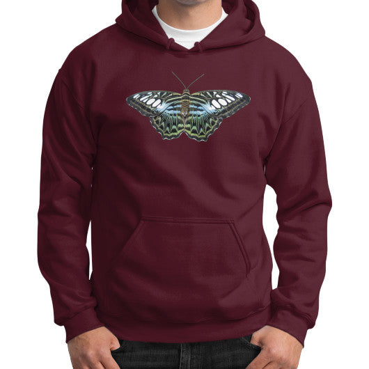 Blue Clipper Butterfly Gildan Hoodie Maroon Rachel Jensen Designs