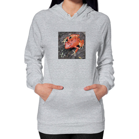 Red Bastimentos Pumilio Dart Frog Hoodie Heather grey Rachel Jensen Designs
