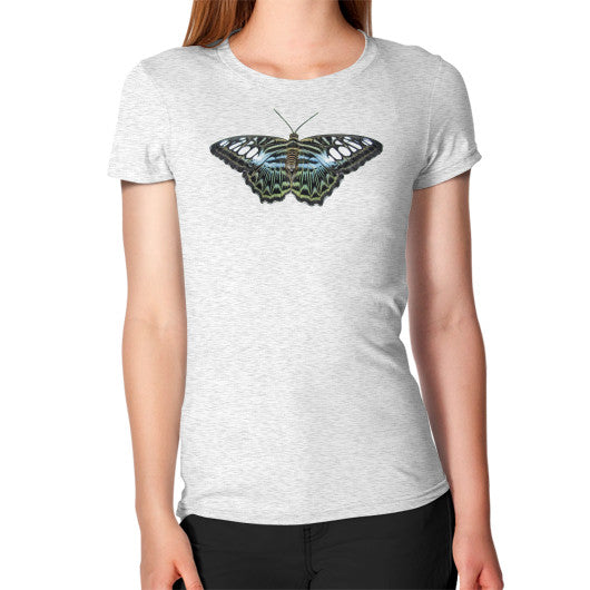 Women's Blue Clipper Butterfly T-Shirt Ash grey Rachel Jensen Designs