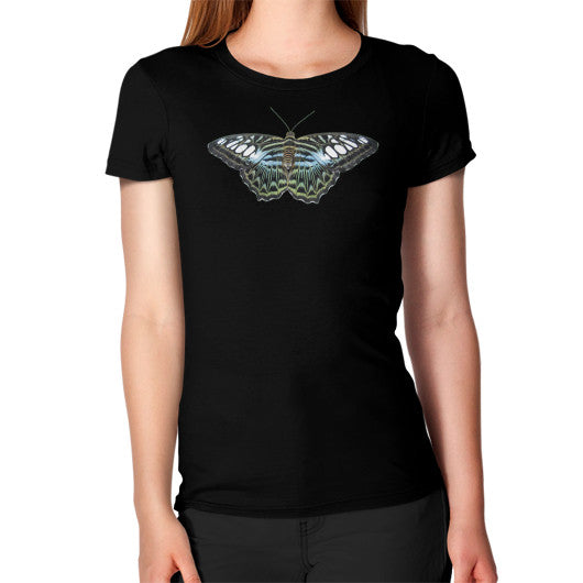 Women's Blue Clipper Butterfly T-Shirt Black Rachel Jensen Designs