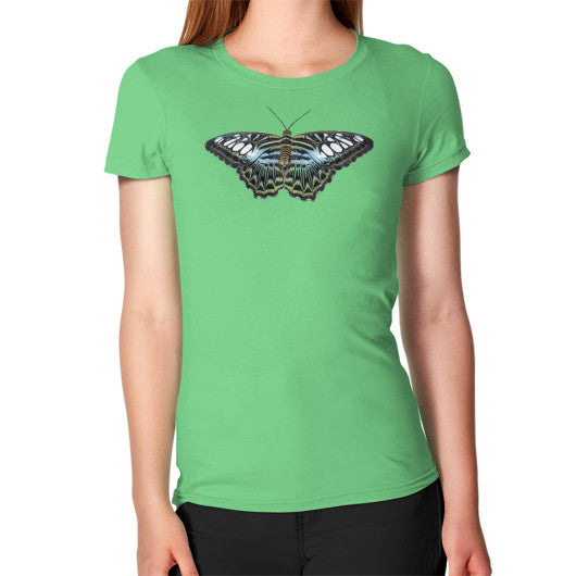 Women's Blue Clipper Butterfly T-Shirt Grass Rachel Jensen Designs