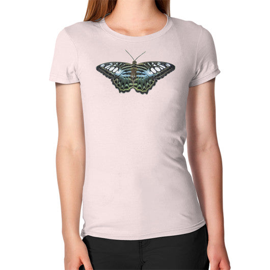 Women's Blue Clipper Butterfly T-Shirt Light pink Rachel Jensen Designs