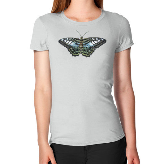 Women's Blue Clipper Butterfly T-Shirt Silver Rachel Jensen Designs