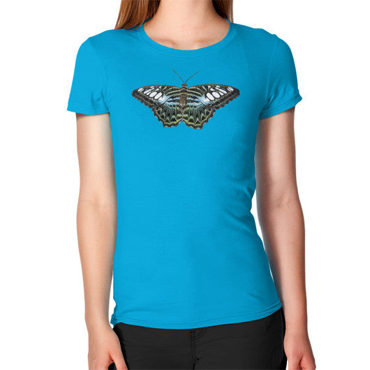 Women's Blue Clipper Butterfly T-Shirt Teal Rachel Jensen Designs