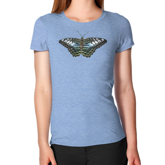Women's Blue Clipper Butterfly T-Shirt Tri-Blend Blue Rachel Jensen Designs