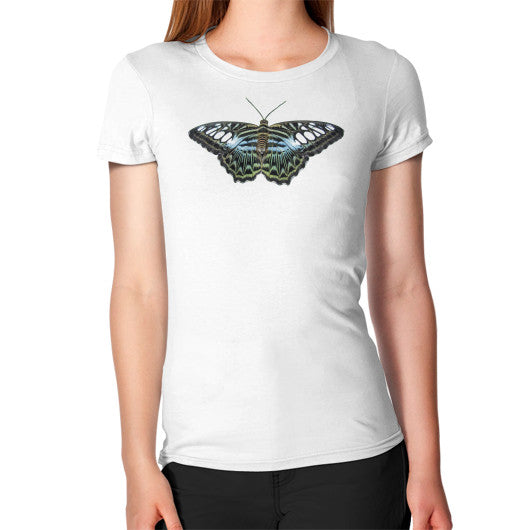 Women's Blue Clipper Butterfly T-Shirt White Rachel Jensen Designs
