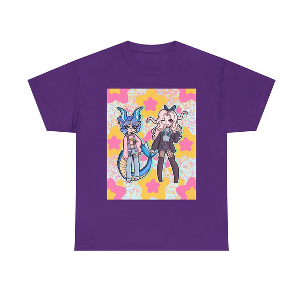 Cute Kawaii Friends T-Shirt — Sea Dragon and Medusa Girl Graphic Tee