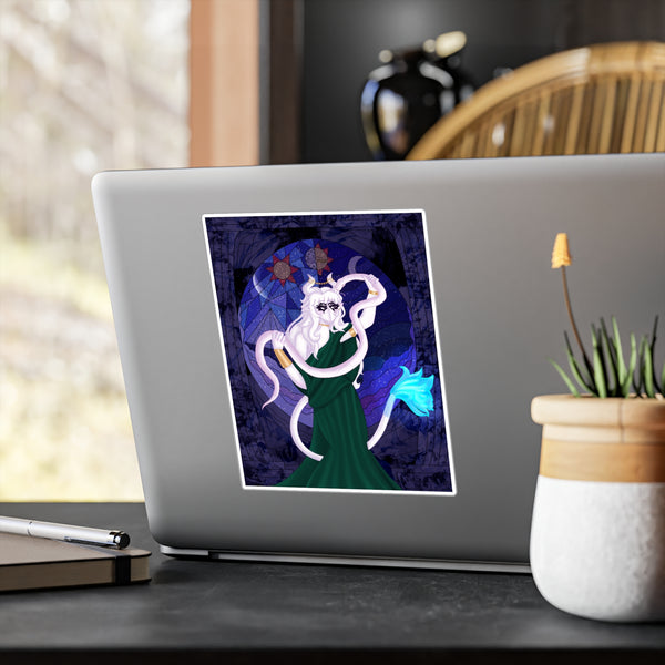 Mystical Goat Sorceress Astrology/Night Sky Kiss-Cut Sticker