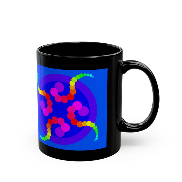 Mesmerizing Rainbow Jellyfish Black Coffee Mug — Vibrant Rainbow Design (11oz & 15oz)