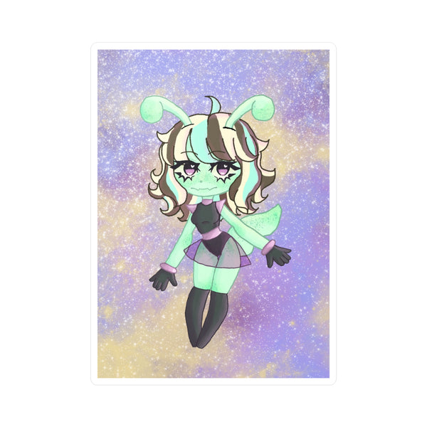 Cute Alien Girl Vinyl Sticker — Kiss-Cut Decal