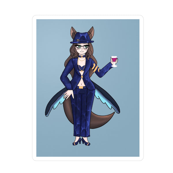 Fierce Fashionable Fox Girl Vinyl Sticker — Elegant Vixen Character Art Kiss-Cut Decal