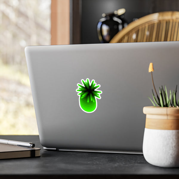 Abstract Green Anemone Vinyl Sticker — Kiss-Cut Decal for Laptops, Water Bottles & Windows