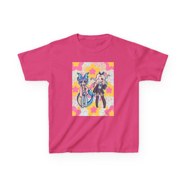 Cute Kawaii Friends Kids Tee — Sea Dragon and Medusa Girl Graphic Shirt