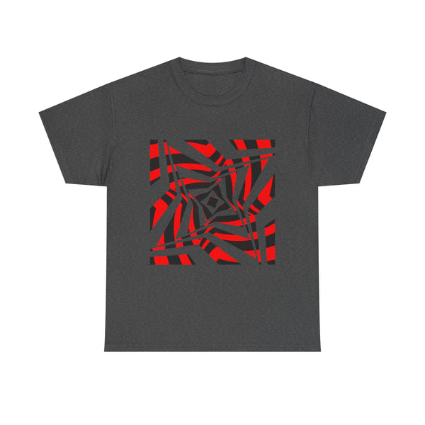Spiral Star T-Shirt — Red & Black Geometric Tee