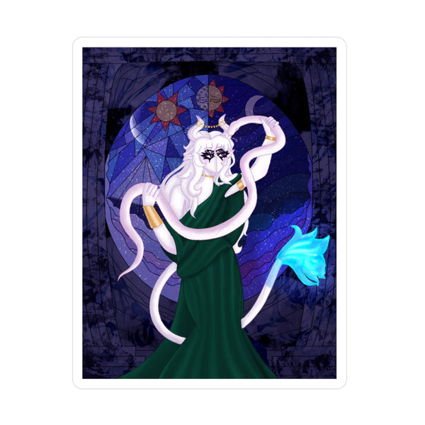 Mystical Goat Sorceress Astrology/Night Sky Kiss-Cut Sticker