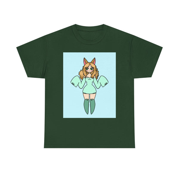 Cute Kawaii Fox Girl in a Frog Inspired Outfit — Cute Original Character Shirt