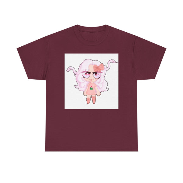 Cute Pink Medusa Girl white Background Graphic Tee