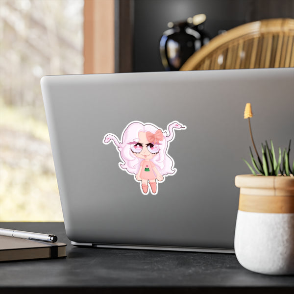 Cute Pink Medusa Girl Kiss-Cut Vinyl Sticker No background— Cute Pastel Character Decal for Laptops, Water Bottles & Notebooks