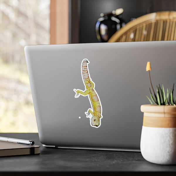 Albino Leopard Gecko Kiss-Cut Vinyl Sticker — Cute Reptile Decal for Laptops, Water Bottles & Windows