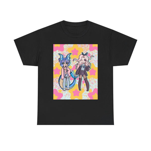 Cute Kawaii Friends T-Shirt — Sea Dragon and Medusa Girl Graphic Tee