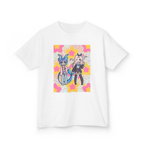 Cute Kawaii Friends Kids Tee — Sea Dragon and Medusa Girl Graphic Shirt