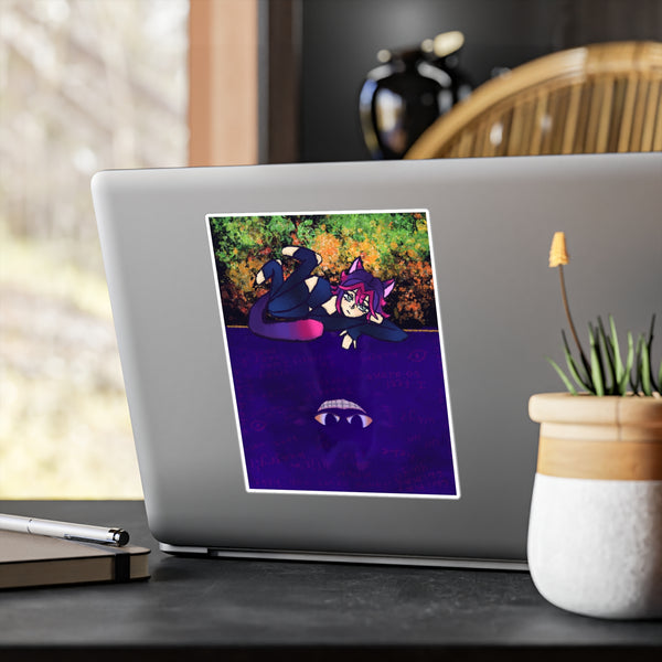 Catgirl Shadow Spirit Sticker — Purple Night Vinyl Kiss-Cut Decal