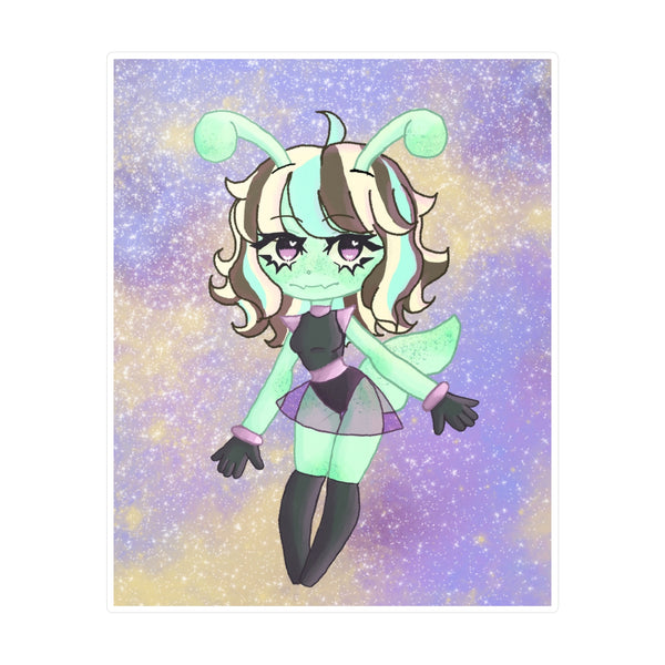 Cute Alien Girl Vinyl Sticker — Kiss-Cut Decal