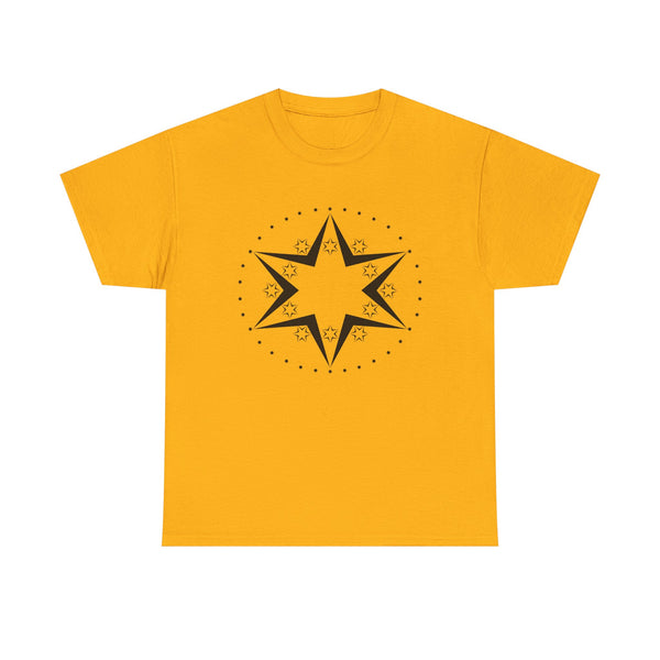 Starburst Compass T‑Shirt — Minimalist Black Star Design Tee