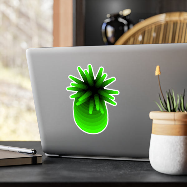 Abstract Green Anemone Vinyl Sticker — Kiss-Cut Decal for Laptops, Water Bottles & Windows