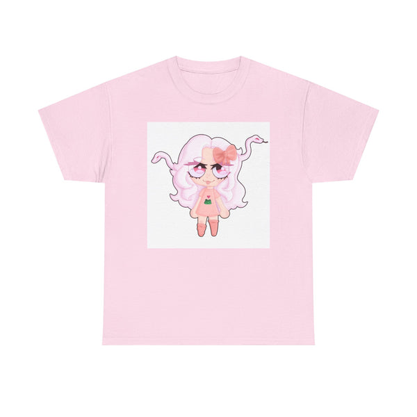 Cute Pink Medusa Girl white Background Graphic Tee
