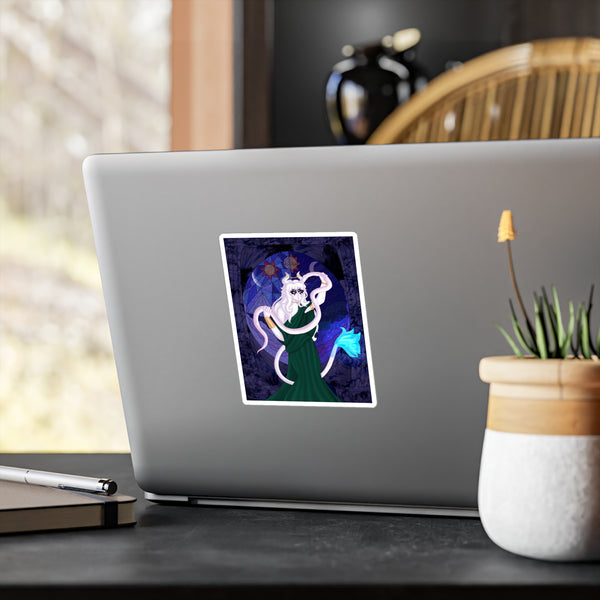 Mystical Goat Sorceress Astrology/Night Sky Kiss-Cut Sticker