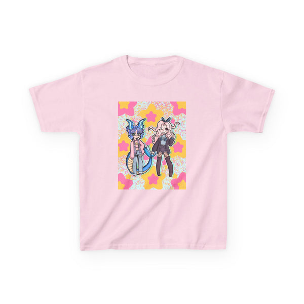 Cute Kawaii Friends Kids Tee — Sea Dragon and Medusa Girl Graphic Shirt