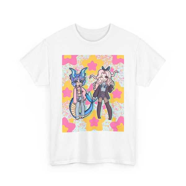 Cute Kawaii Friends T-Shirt — Sea Dragon and Medusa Girl Graphic Tee