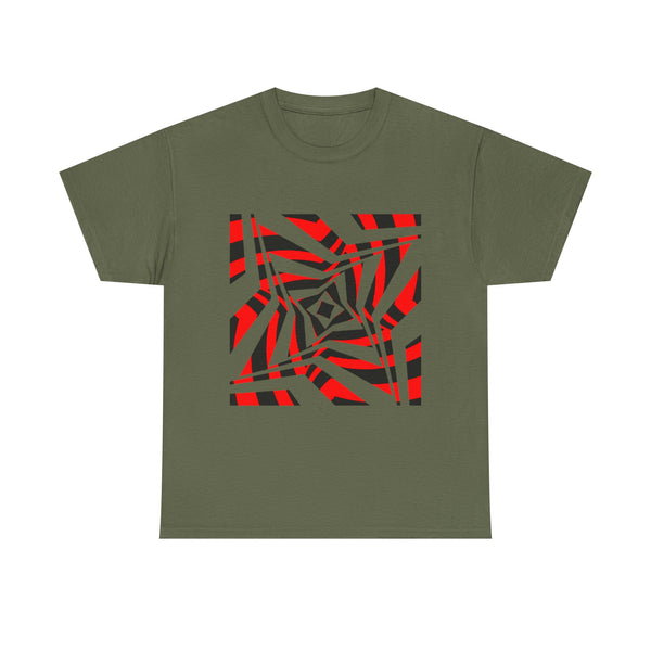 Spiral Star T-Shirt — Red & Black Geometric Tee