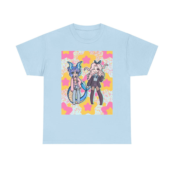 Cute Kawaii Friends T-Shirt — Sea Dragon and Medusa Girl Graphic Tee