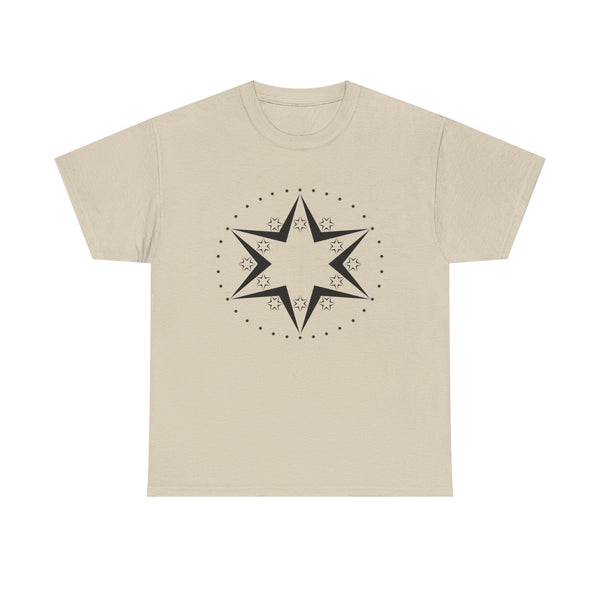 Starburst Compass T‑Shirt — Minimalist Black Star Design Tee