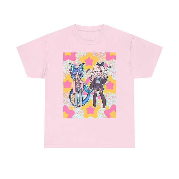 Cute Kawaii Friends T-Shirt — Sea Dragon and Medusa Girl Graphic Tee