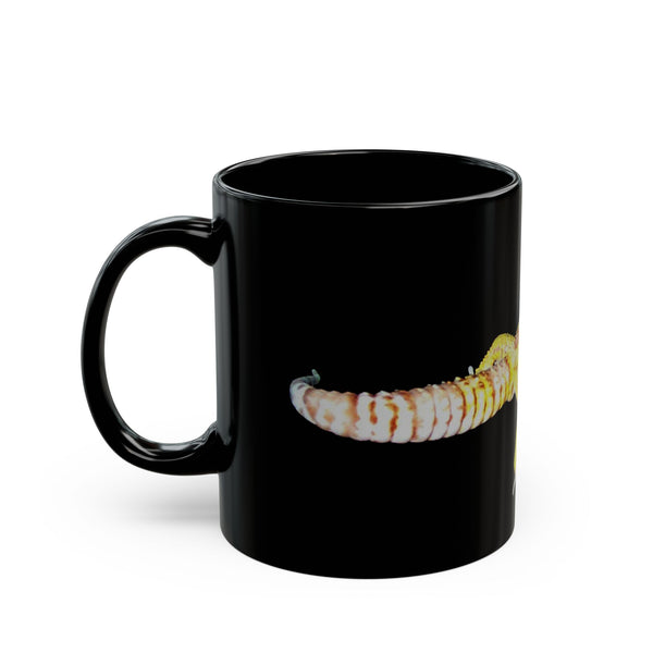 Albino Leopard Gecko Black Ceramic Mug — Cute Yellow Gecko Coffee Cup (11oz, 15oz)