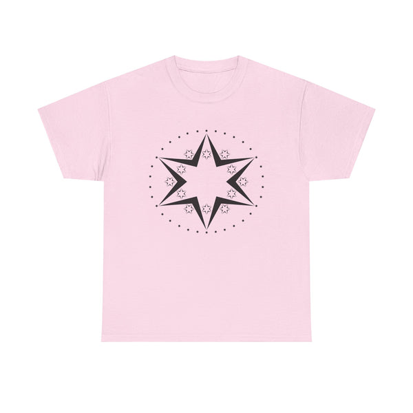 Starburst Compass T‑Shirt — Minimalist Black Star Design Tee