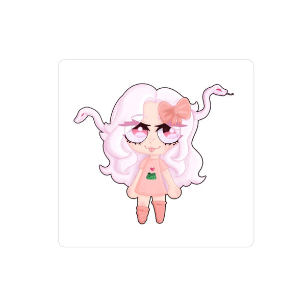 Cute Pink Medusa Girl Kiss-Cut Vinyl Sticker