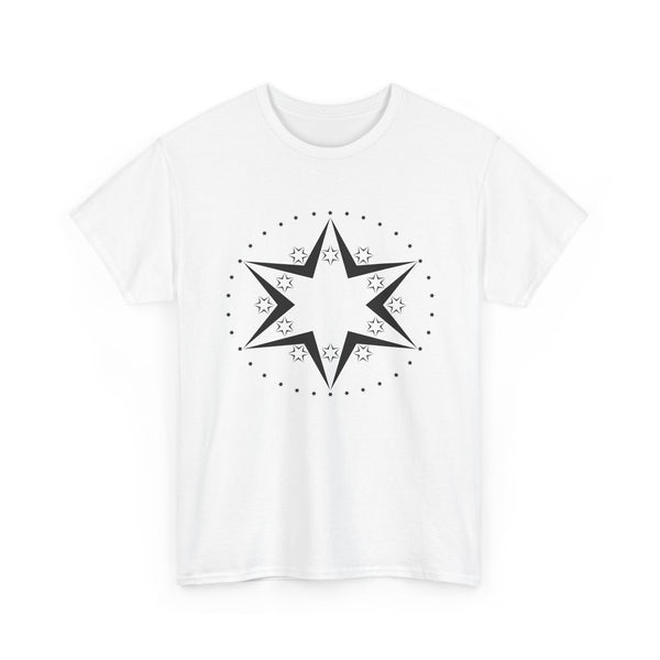 Starburst Compass T‑Shirt — Minimalist Black Star Design Tee