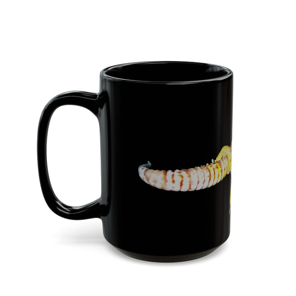Albino Leopard Gecko Black Ceramic Mug — Cute Yellow Gecko Coffee Cup (11oz, 15oz)