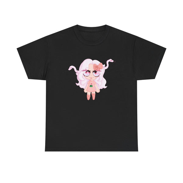 Cute Pink Medusa Girl Character Tee No Background- Cute Pastel Anime Graphic T-Shirt