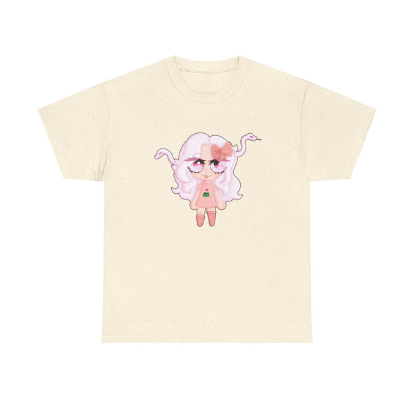 Cute Pink Medusa Girl Character Tee No Background- Cute Pastel Anime Graphic T-Shirt